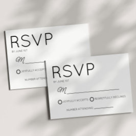 Tarjeta De Confirmación De Asistencia Boda blanco negro Minimalista moderno mínimo