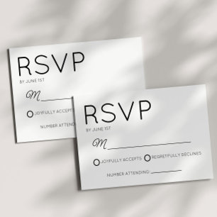 Tarjeta De Confirmación De Asistencia Boda blanco negro Minimalista moderno mínimo