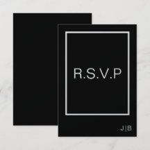 Boda blanco negro monograma simple