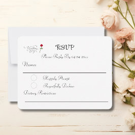 Tarjeta De Confirmación De Asistencia Boda Blanco Rosa Rojo