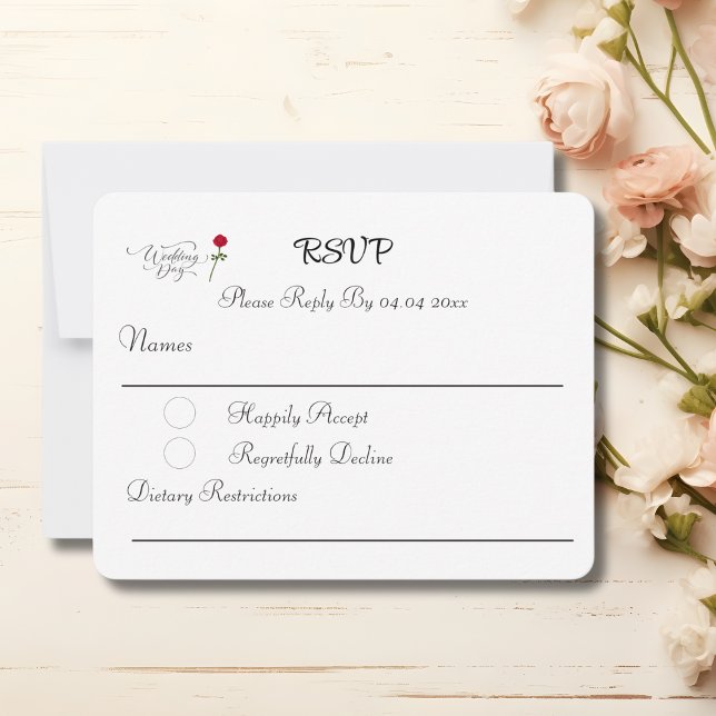 Tarjeta De Confirmación De Asistencia Boda Blanco Rosa Rojo (Subido por el creador)