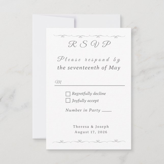 Tarjeta De Confirmación De Asistencia Boda Blanco simplemente católico (Anverso)