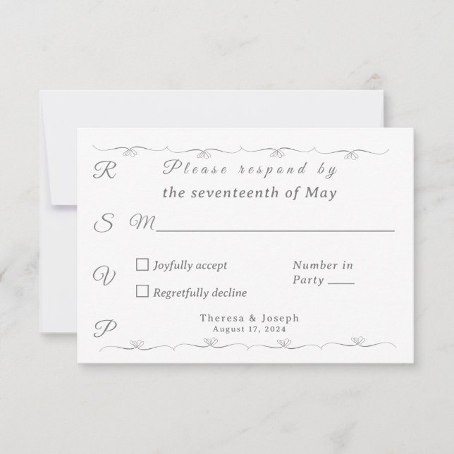 Tarjeta De Confirmación De Asistencia Boda Blanco simplemente católico (Anverso)