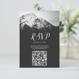 Tarjeta De Confirmación De Asistencia Boda blanco y negro bajo las montañas