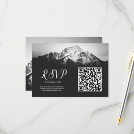 Tarjeta De Confirmación De Asistencia Boda blanco y negro bajo las montañas