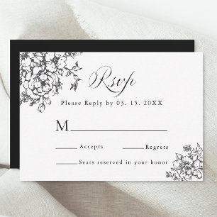 Tarjeta De Confirmación De Asistencia Boda blanco y negro del jardín de la sala de baño