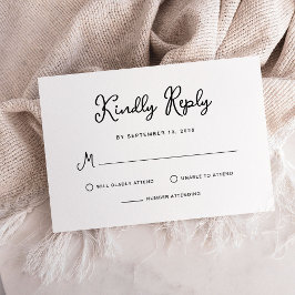 Tarjeta De Confirmación De Asistencia Boda blanco y negro dulce y caprichoso