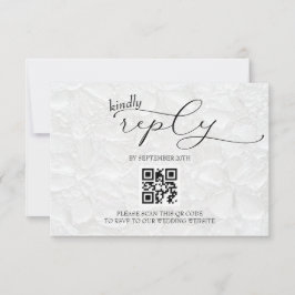 Tarjeta De Confirmación De Asistencia Boda blanco y negro Moderno QR simple