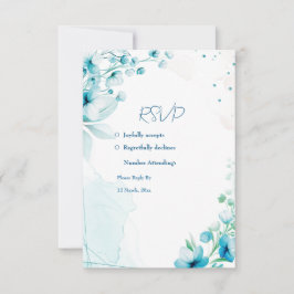 Tarjeta De Confirmación De Asistencia Boda Blue Blossom & Breeze