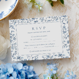 Tarjeta De Confirmación De Asistencia Boda Blue Chinoiserie
