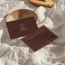 Tarjeta De Confirmación De Asistencia Boda Boho de Chocolate Floral Marrón Dinero Antigu