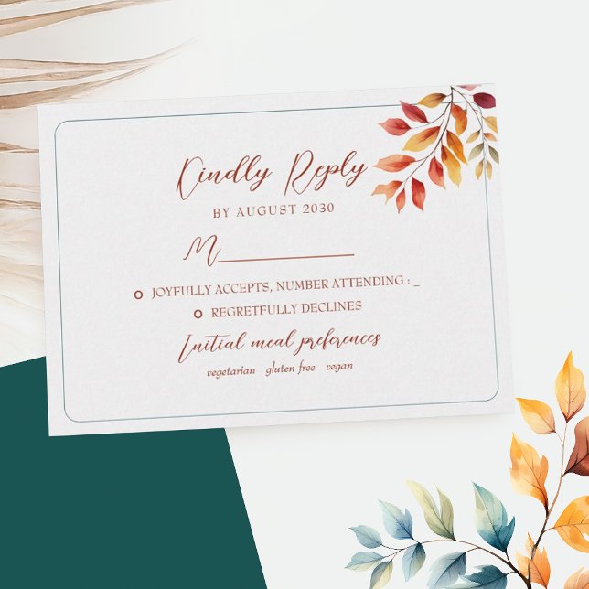 Tarjeta De Confirmación De Asistencia Boda boho de otoño (Subido por el creador)