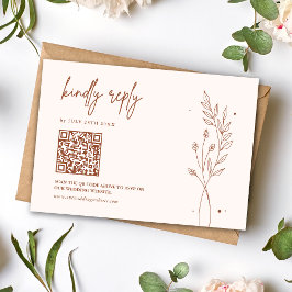 Tarjeta De Confirmación De Asistencia Boda Boho de Terracota Mínima Naranja Quemada