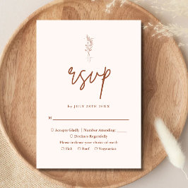 Tarjeta De Confirmación De Asistencia Boda Boho de Terracota Mínima Naranja Quemada