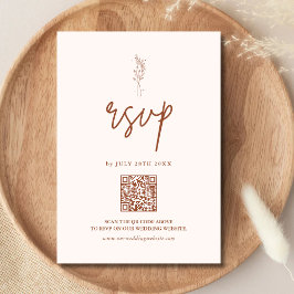 Tarjeta De Confirmación De Asistencia Boda Boho de Terracota Mínima Naranja Quemada