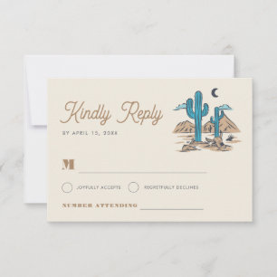 Tarjeta De Confirmación De Asistencia Boda Boho Desierto Cactus Arizona Suroeste