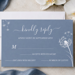 Tarjeta De Confirmación De Asistencia Boda Boho Flor Silvestre Azul