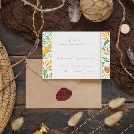 Tarjeta De Confirmación De Asistencia Boda Boho Flor Silvestre Bosque 