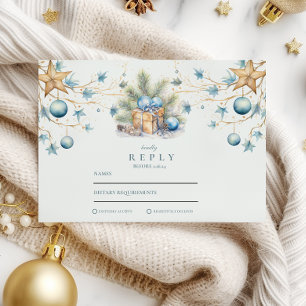 Tarjeta De Confirmación De Asistencia Boda Boho Frosted Blue Pine