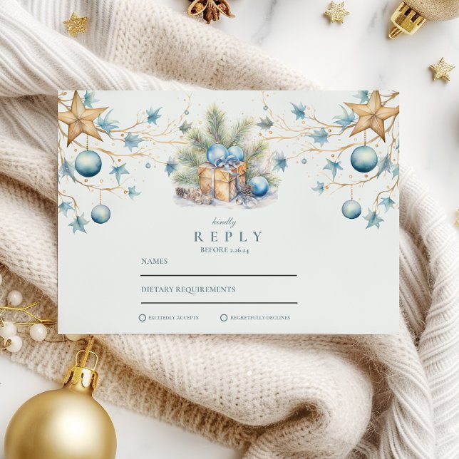 Tarjeta De Confirmación De Asistencia Boda Boho Frosted Blue Pine (Subido por el creador)