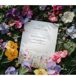 Tarjeta De Confirmación De Asistencia Boda Boho moderno de acuarela de flores de jardín