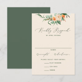 Tarjeta De Confirmación De Asistencia Boda Boho Neutral Greenery Peach