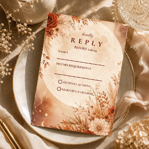Tarjeta De Confirmación De Asistencia Boda boho otoñal etérea