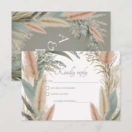 Tarjeta De Confirmación De Asistencia Boda Boho Pampas Grass Terracotta