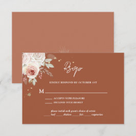 Tarjeta De Confirmación De Asistencia Boda Boho Rustic Floral Terracotta