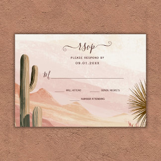 Tarjeta De Confirmación De Asistencia Boda Boho Southwestern Acuarela Desierto Cactus