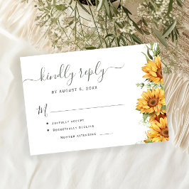 Tarjeta De Confirmación De Asistencia Boda boho verano girasoles jardín negro blanco