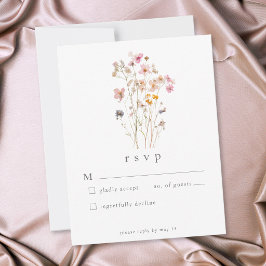 Tarjeta De Confirmación De Asistencia Boda Botánica de Flor Silvestre Prensada Minimalis