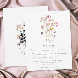 Tarjeta De Confirmación De Asistencia Boda Botánica de Flor Silvestre Prensada Minimalis