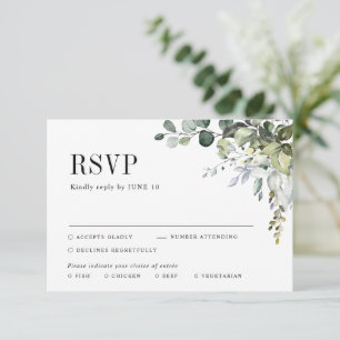 Tarjeta De Confirmación De Asistencia Boda Botánica Elegante de Eucalyptus