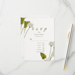 Tarjeta De Confirmación De Asistencia Boda Botánica Floral Blanca Elegante
