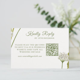 Tarjeta De Confirmación De Asistencia Boda Botánica Floral Blanca Elegante