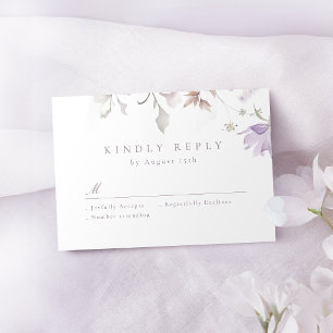 Tarjeta De Confirmación De Asistencia Boda Botánica Floral Boho Elegante Púrpura