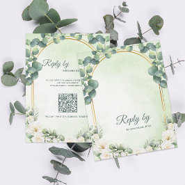 Tarjeta De Confirmación De Asistencia Boda Botánica Floral de Eucalipto Verde Salvia