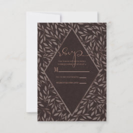 Tarjeta De Confirmación De Asistencia Boda Botánica Hojas Rosa Malva Chocolate