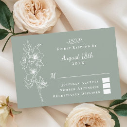 Tarjeta De Confirmación De Asistencia Boda Botánica Moderna Elegante Verde Salvia