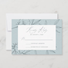 Tarjeta De Confirmación De Asistencia Boda Botánica Moderna Floral Azul y Navy Pizarra