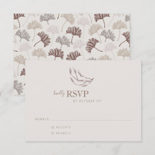 Tarjeta De Confirmación De Asistencia Boda Botánica Neutral de Naturaleza Boho Simple