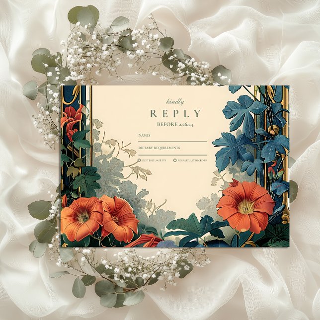 Tarjeta De Confirmación De Asistencia Boda botánico Art Nouveau - Marco elegante (Subido por el creador)