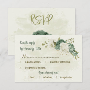 Tarjeta De Confirmación De Asistencia boda botánico de flores blancas verdes de salvia