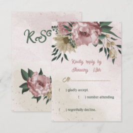 Tarjeta De Confirmación De Asistencia boda botánico de flores de champán rosa