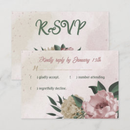 Tarjeta De Confirmación De Asistencia boda botánico de flores de champán rosa