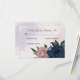 Tarjeta De Confirmación De Asistencia boda botánico de flores rosadas y marinas