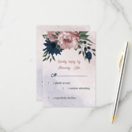 Tarjeta De Confirmación De Asistencia boda botánico de flores rosadas y marinas