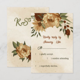 Tarjeta De Confirmación De Asistencia boda botánico floral de terracota rústica