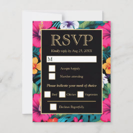 Tarjeta De Confirmación De Asistencia Boda Brillante de Hibisco Tropical